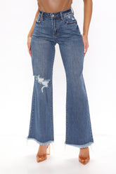 Catch You On The Flip Wide Leg Jeans - Dark Wash Ins Street